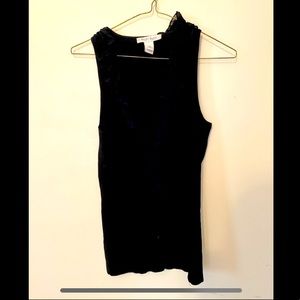 Ruffle Trim Ribbed Sweater Tank